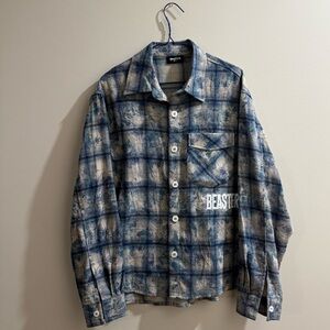 Blue Plaid Men's Button-Up Shirt